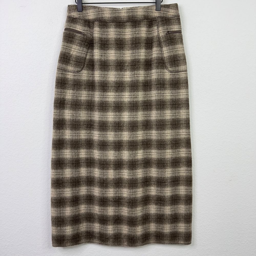 The Limited Skirt Womens 12 Brown Wool Blend Plaid Academia Preppy Schoolgirl